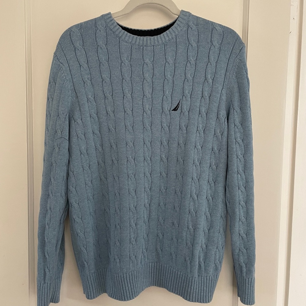 Nautica Women’s Blue Cable Knit Sweater M